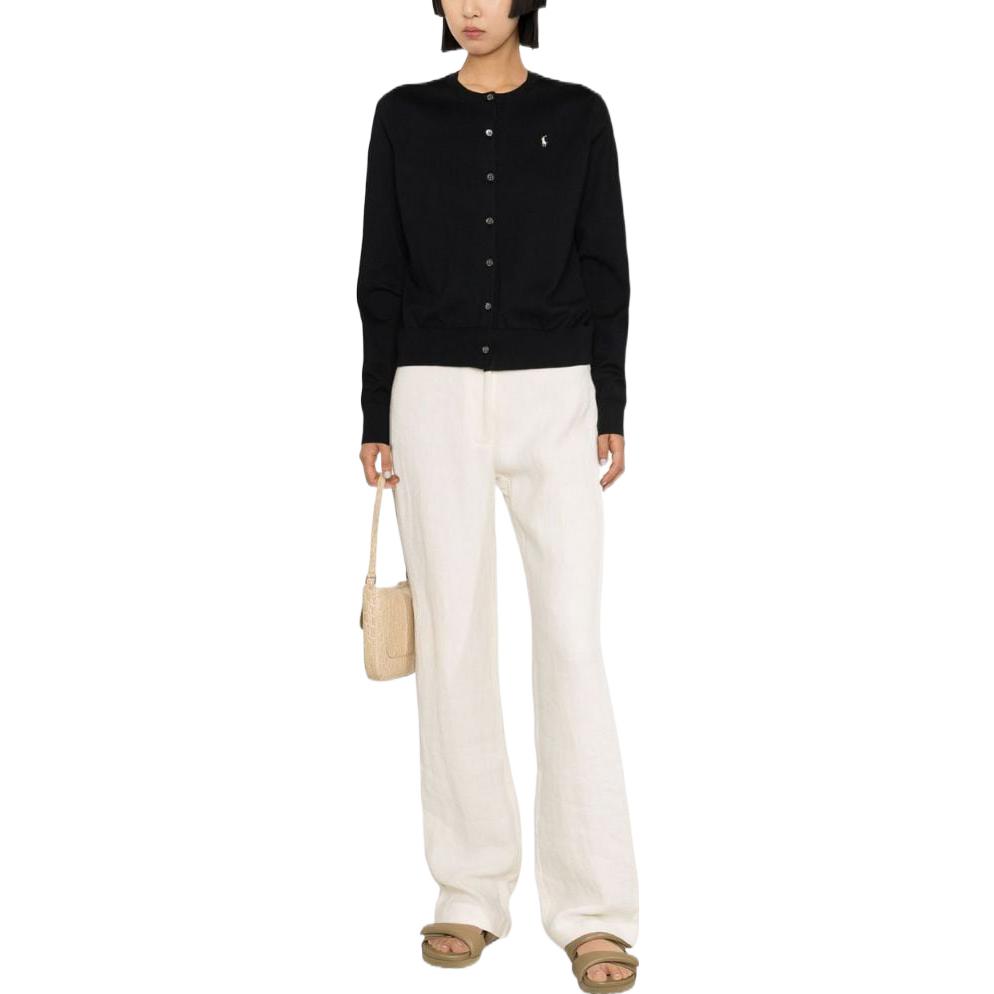 Lookbook (W) Polo Ralph Lauren SS23 Kardigan Hitam Rajut dengan Sulaman Logo. 211891672-006