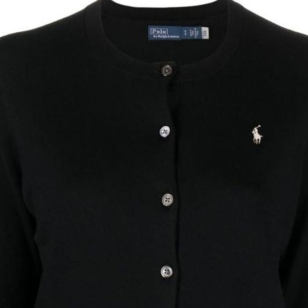 Details for (W) Polo Ralph Lauren SS23 Kardigan Hitam Rajut dengan Sulaman Logo. 211891672-006