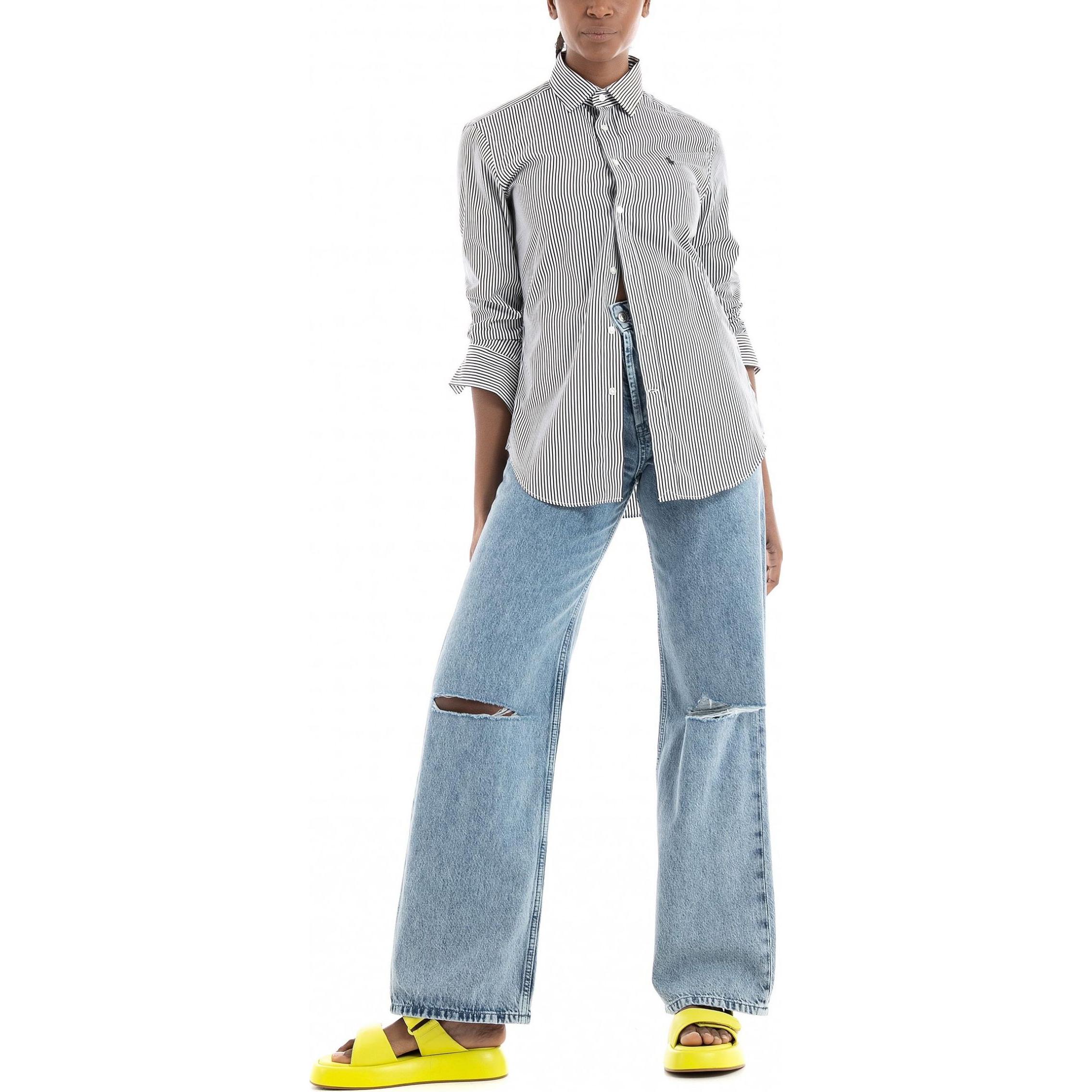 (Women) Polo Ralph Lauren SS23  Black Striped Embroidered Logo Long-Sleeve Shirt 211891379-002 圖 4