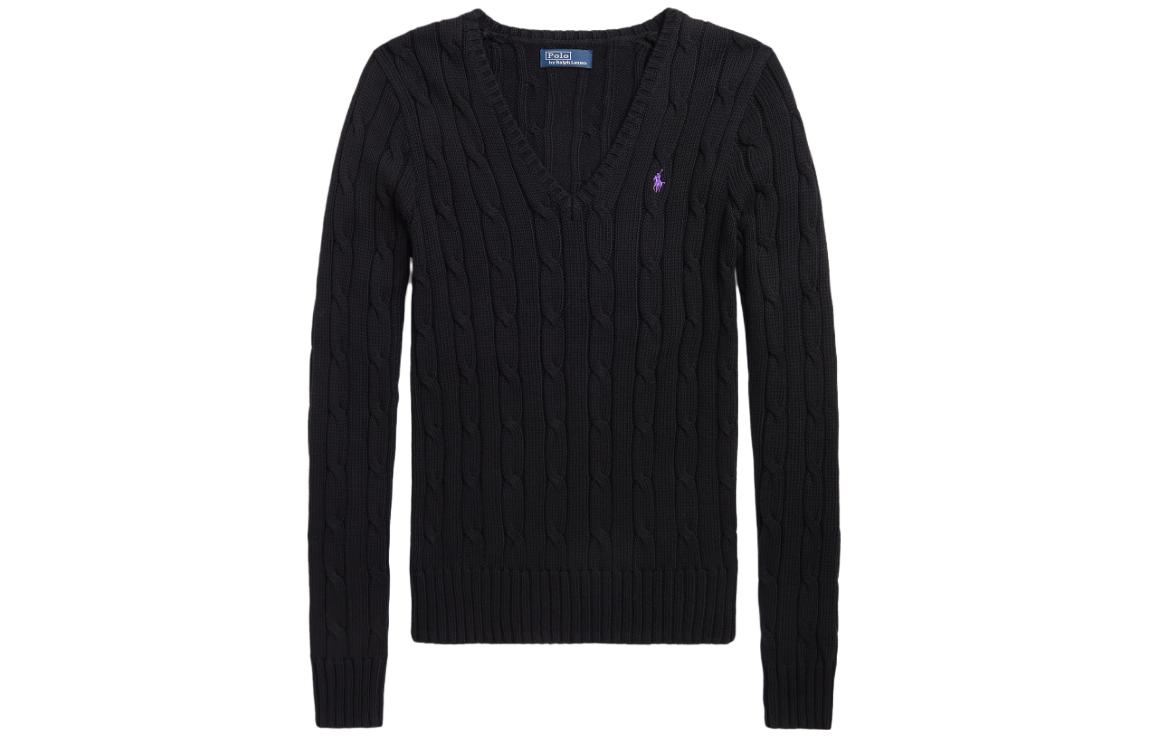 (Women) Polo Ralph Lauren SS23  Black V-Neck Knit Sweater with Embroidered Logo WMPOSWENC020652-001 圖 2