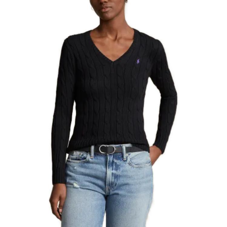 (Women) Polo Ralph Lauren SS23  Black V-Neck Knit Sweater with Embroidered Logo WMPOSWENC020652-001 圖 5