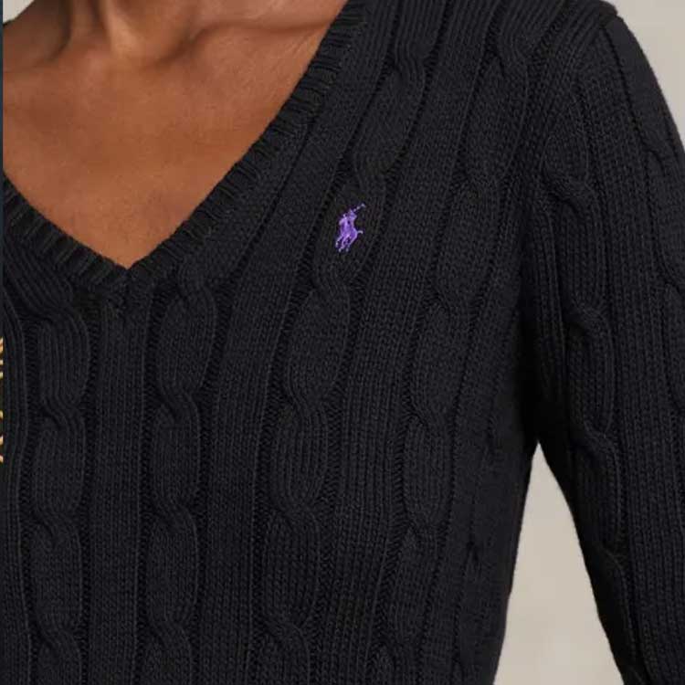 (Women) Polo Ralph Lauren SS23  Black V-Neck Knit Sweater with Embroidered Logo WMPOSWENC020652-001 圖 7