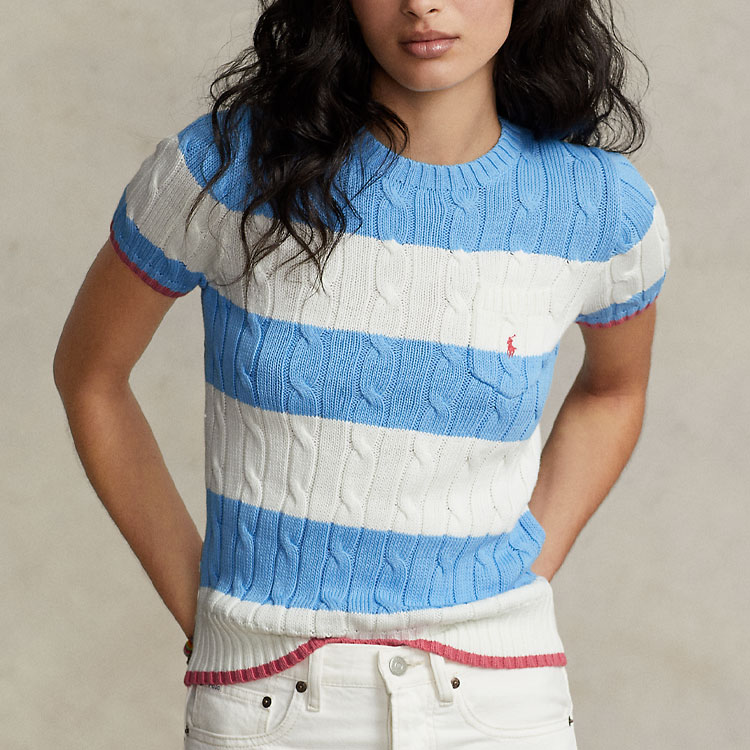 (Women) Polo Ralph Lauren SS23  Blue Striped Detail Crewneck Knit Sweater. WMPOSWENC020668-400 圖 4