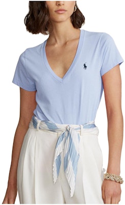 (W) Polo Ralph Lauren SS23 藍色V領刺繡標誌短袖T恤 211682523-073 Buy (W) Polo Ralph Lauren SS23 藍色V領刺繡標誌短袖T恤 211682523-073