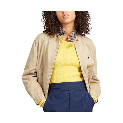 (Women) Polo Ralph Lauren SS23 Brown Zip-Up Collared Long-Sleeve Jacket. 211794216-001