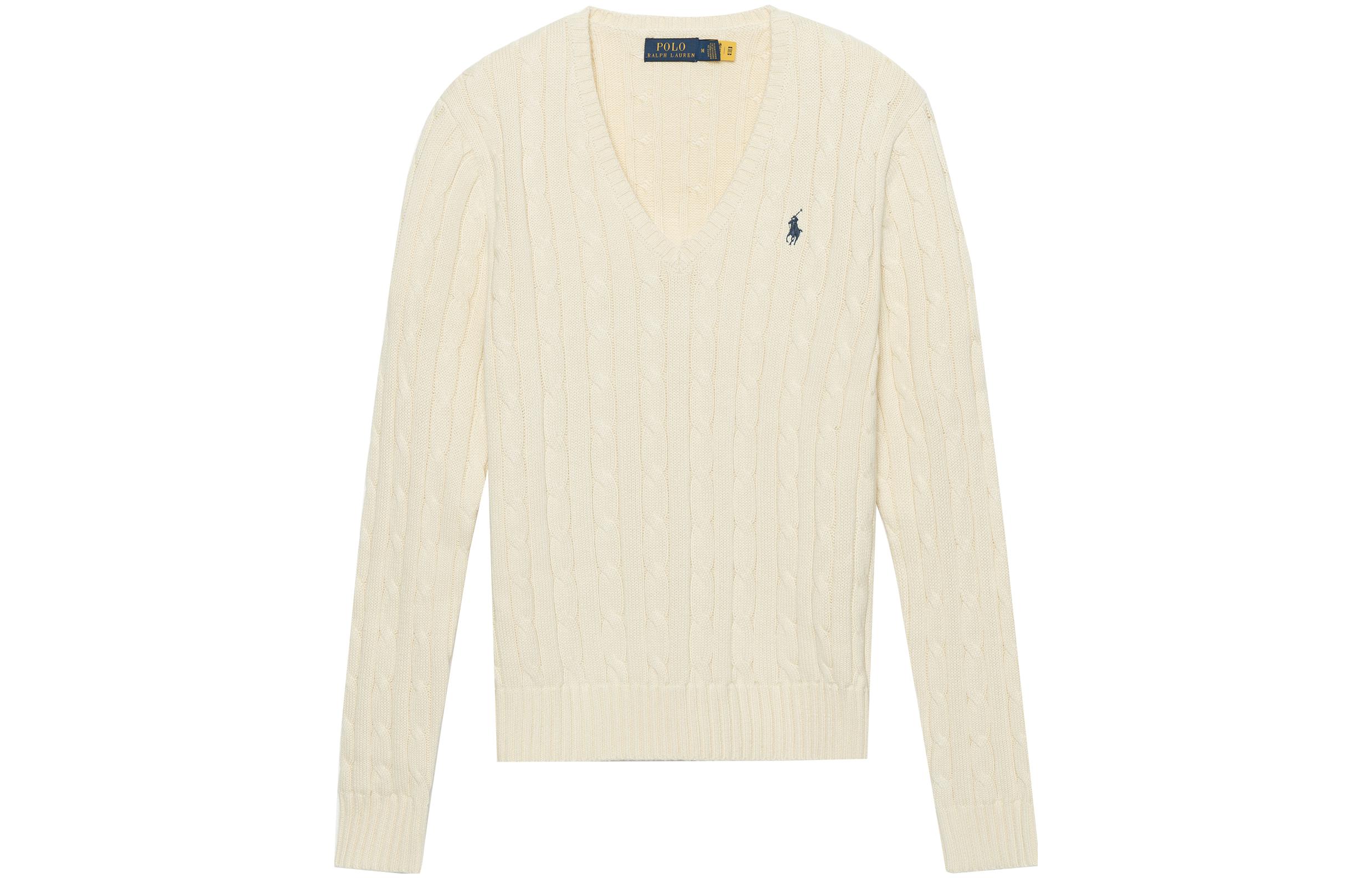 Order (W) Polo Ralph Lauren SS23 Suéter de Punto Trenzado Crema Blanco. 211747398-004