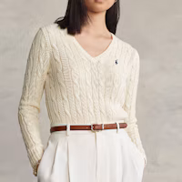 Shop (W) Polo Ralph Lauren SS23 麻花針織套頭毛衣 米白色. 211747398-004
