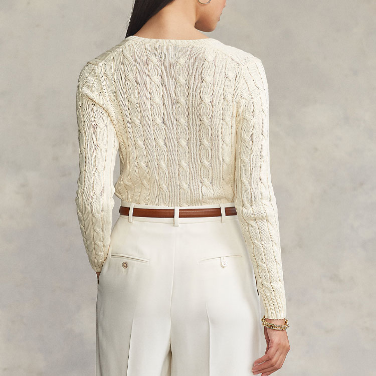 Purchase (W) Polo Ralph Lauren SS23 Suéter de Punto Trenzado Crema Blanco. 211747398-004