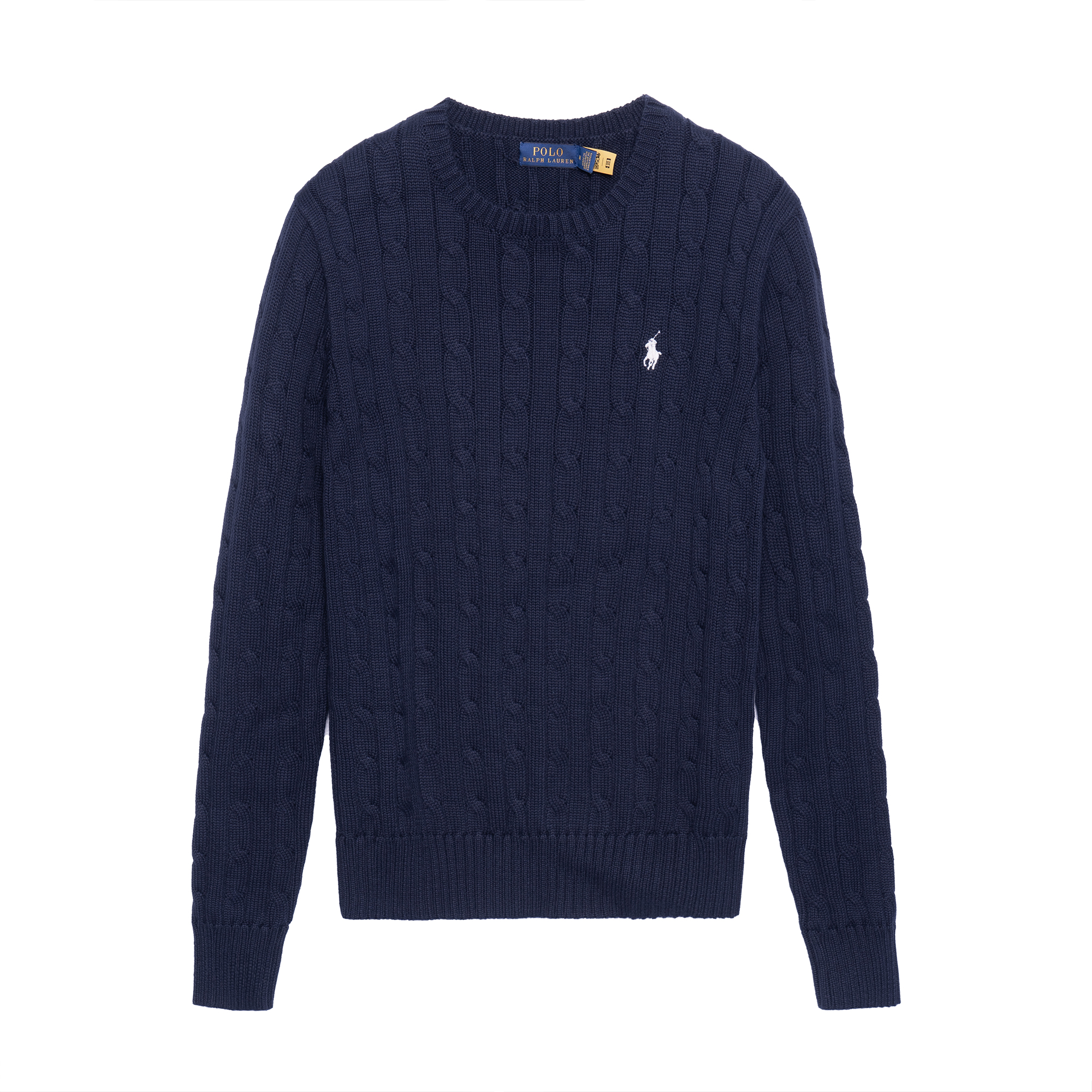 (Women) Polo Ralph Lauren SS23  Cable Knit Sweater Navy Blue with Logo Embroidery. 211747397-001