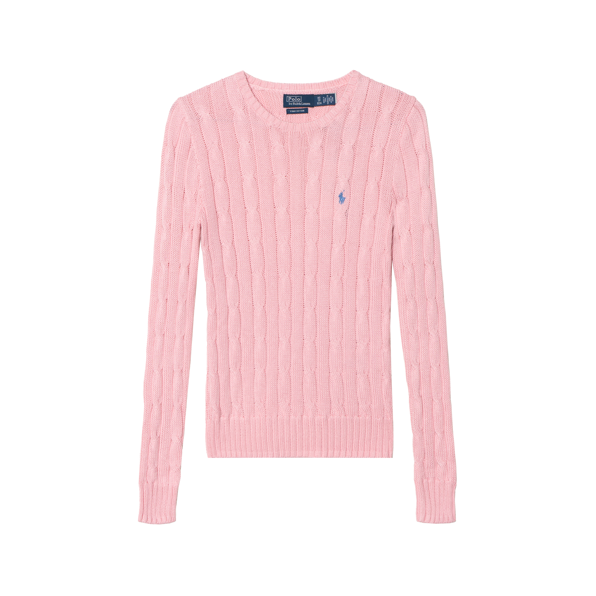 (Women) Polo Ralph Lauren SS23  Chunky Knit Sweater Pink with Embroidery. 211891640-004
