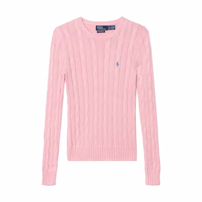 (Women) Polo Ralph Lauren SS23 Chunky Knit Sweater Pink with Embroidery. 211891640-004