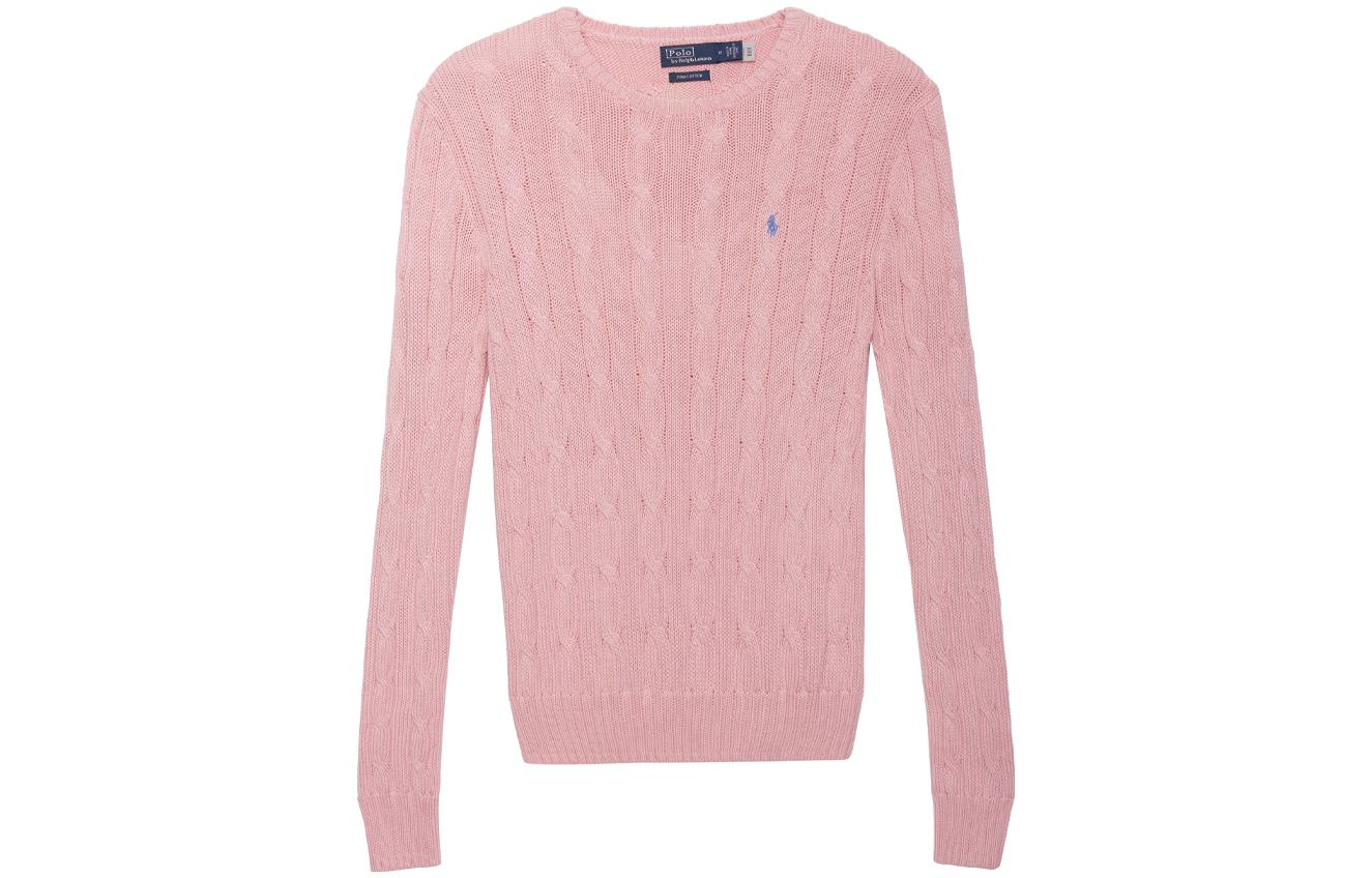 Order (W) 폴로 랄프로렌 SS23 청키 니트 스웨터 핑크 자수 디테일. 211891640-004