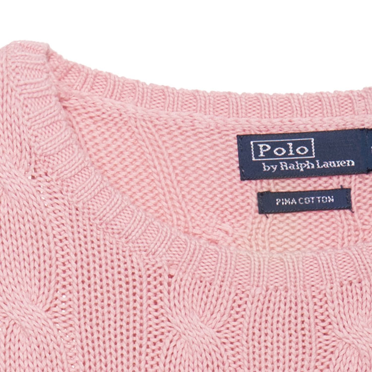 Shop (W) 폴로 랄프로렌 SS23 청키 니트 스웨터 핑크 자수 디테일. 211891640-004