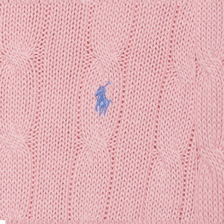 Sizing (W) 폴로 랄프로렌 SS23 청키 니트 스웨터 핑크 자수 디테일. 211891640-004