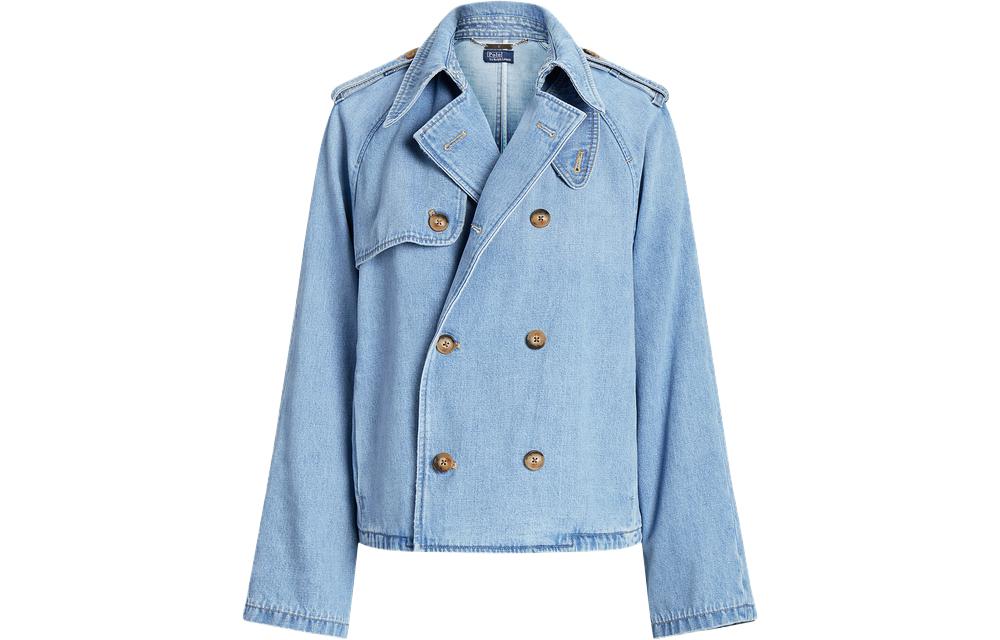 (Women) Polo Ralph Lauren SS23  Double-Breasted Asymmetric Denim Jacket Navy Blue WMPOOTWNDI20006-410