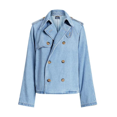 (Women) Polo Ralph Lauren SS23 Double-Breasted Asymmetric Denim Jacket Navy Blue WMPOOTWNDI20006-410