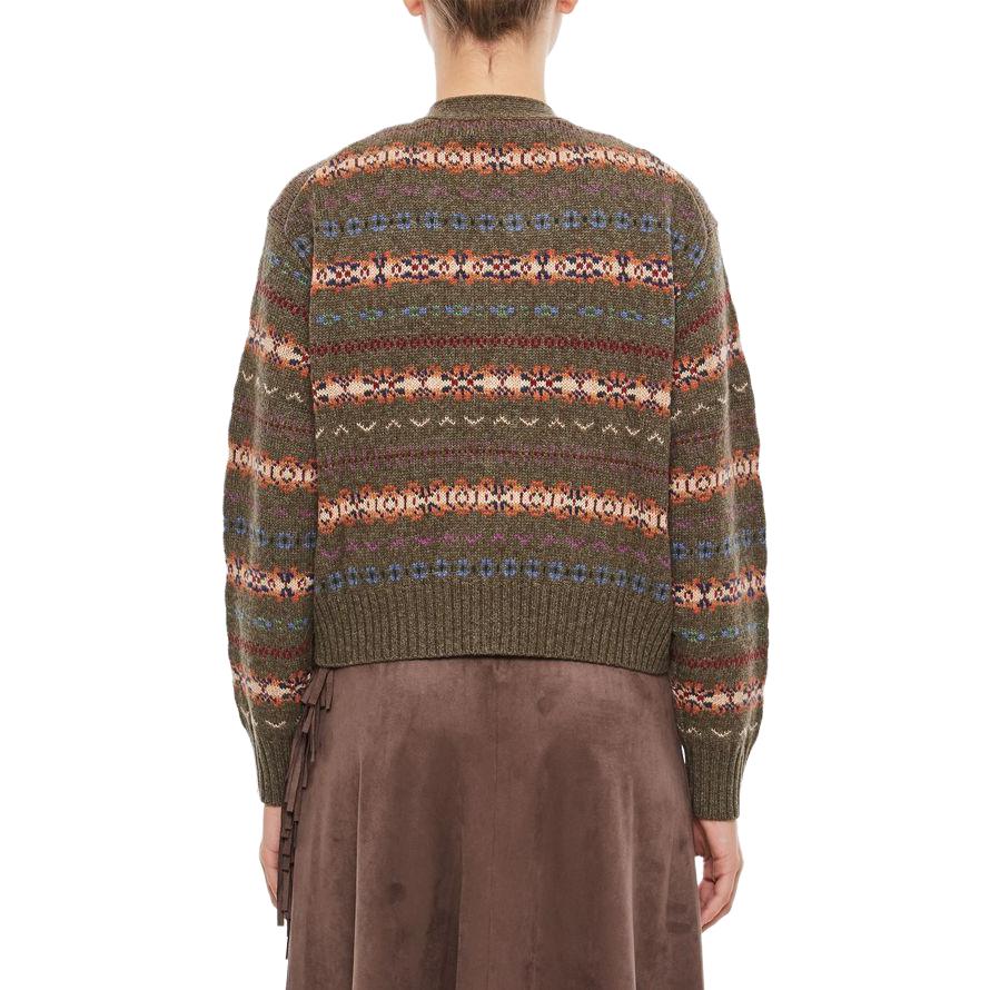 (Women) Polo Ralph Lauren SS23  Green Striped Vintage Embroidered V-Neck Sweater. 211910464-001 圖 4