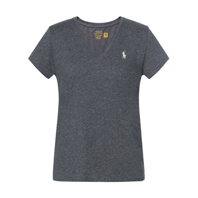 (Women) Polo Ralph Lauren SS23 Grey V-Neck Embroidered Logo Tee. 211682523025