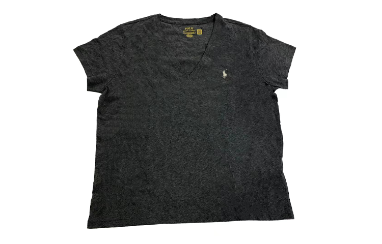 Order (W) Polo Ralph Lauren SS23 Baju Kelabu V-Leher Logo Sulam. 211682523025