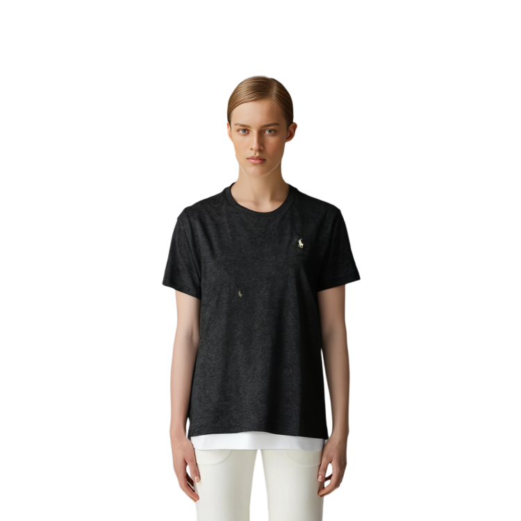 Purchase (W) Polo Ralph Lauren SS23 Baju Kelabu V-Leher Logo Sulam. 211682523025