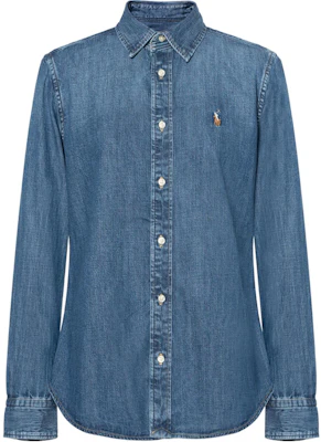 (Women) Polo Ralph Lauren SS23 Logo Embroidered Blue Long-Sleeve Shirt. 211899526-001 Buy (Women) Polo Ralph Lauren SS23 Logo Embroidered Blue Long-Sleeve Shirt. 211899526-001