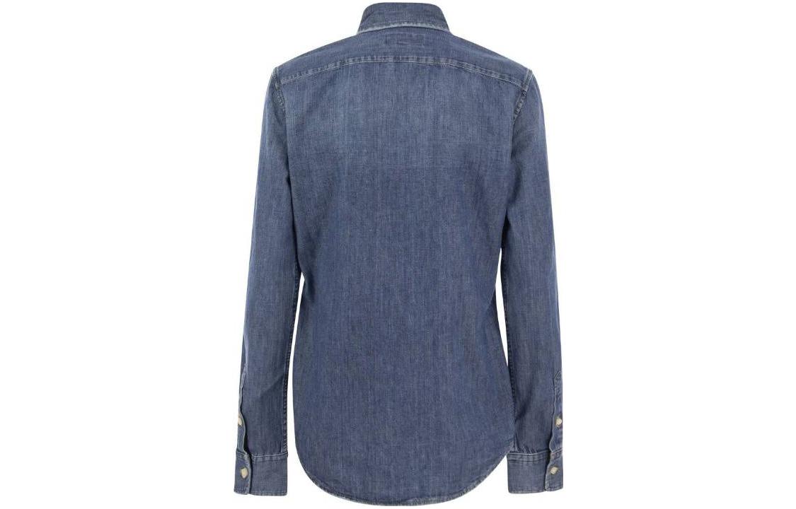 (Women) Polo Ralph Lauren SS23  Logo Embroidered Blue Long-Sleeve Shirt. 211899526-001 圖 3