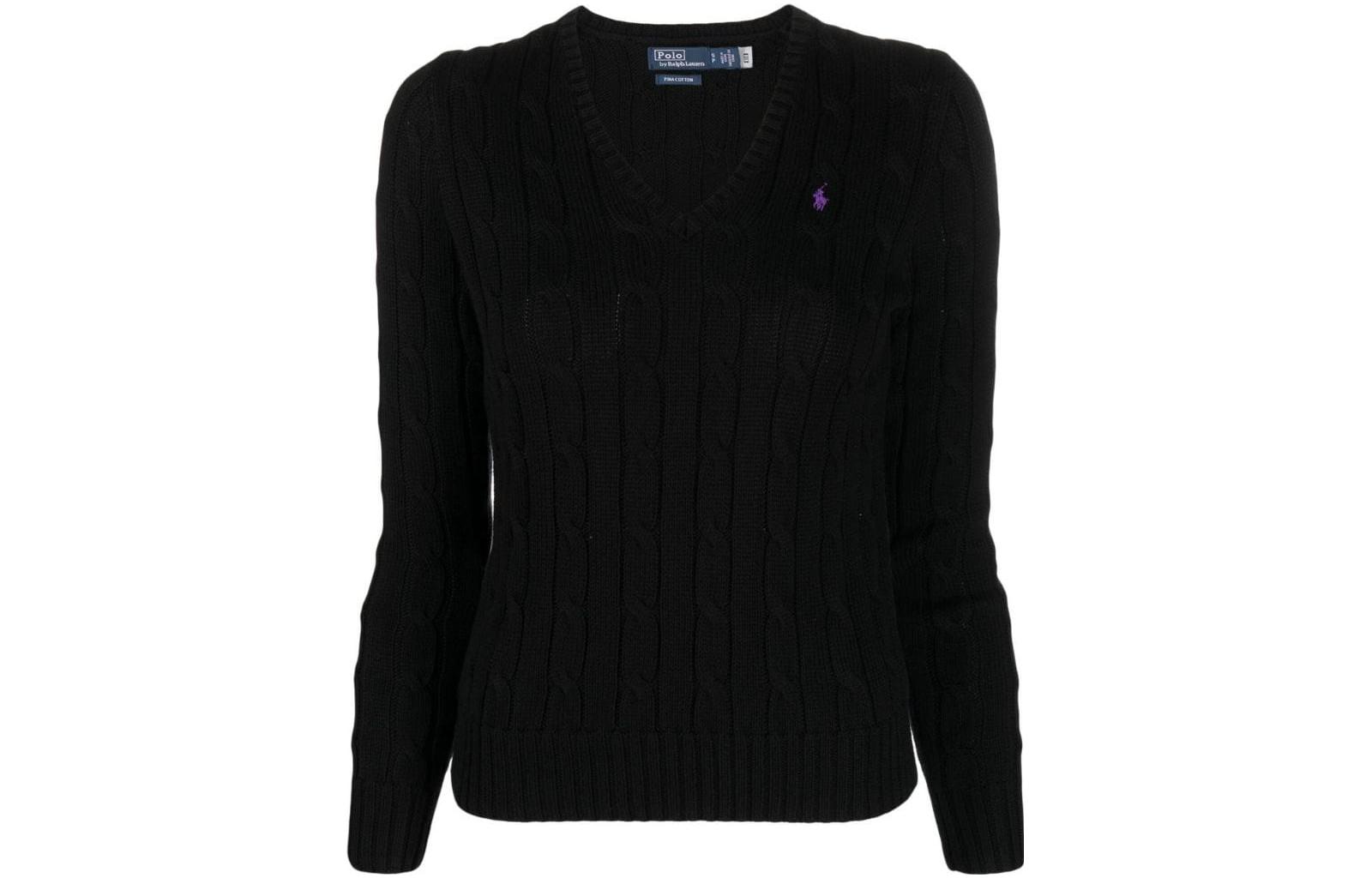 (Women) Polo Ralph Lauren SS23  Logo Knit V-Neck Sweater Black. 211891641-010 圖 2