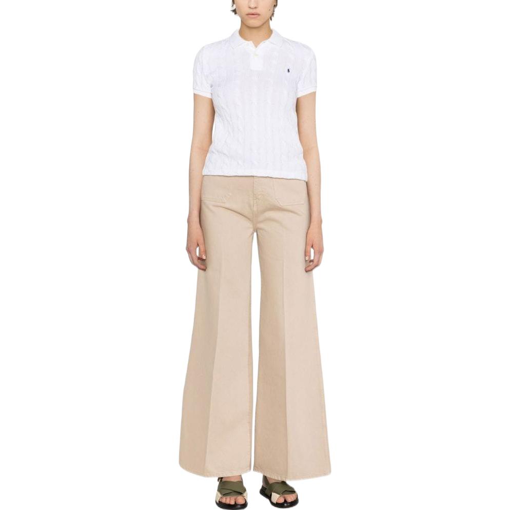 (Women) Polo Ralph Lauren SS23  Logo Textured Print Short Sleeve Polo Shirt White 211891579-001 圖 3