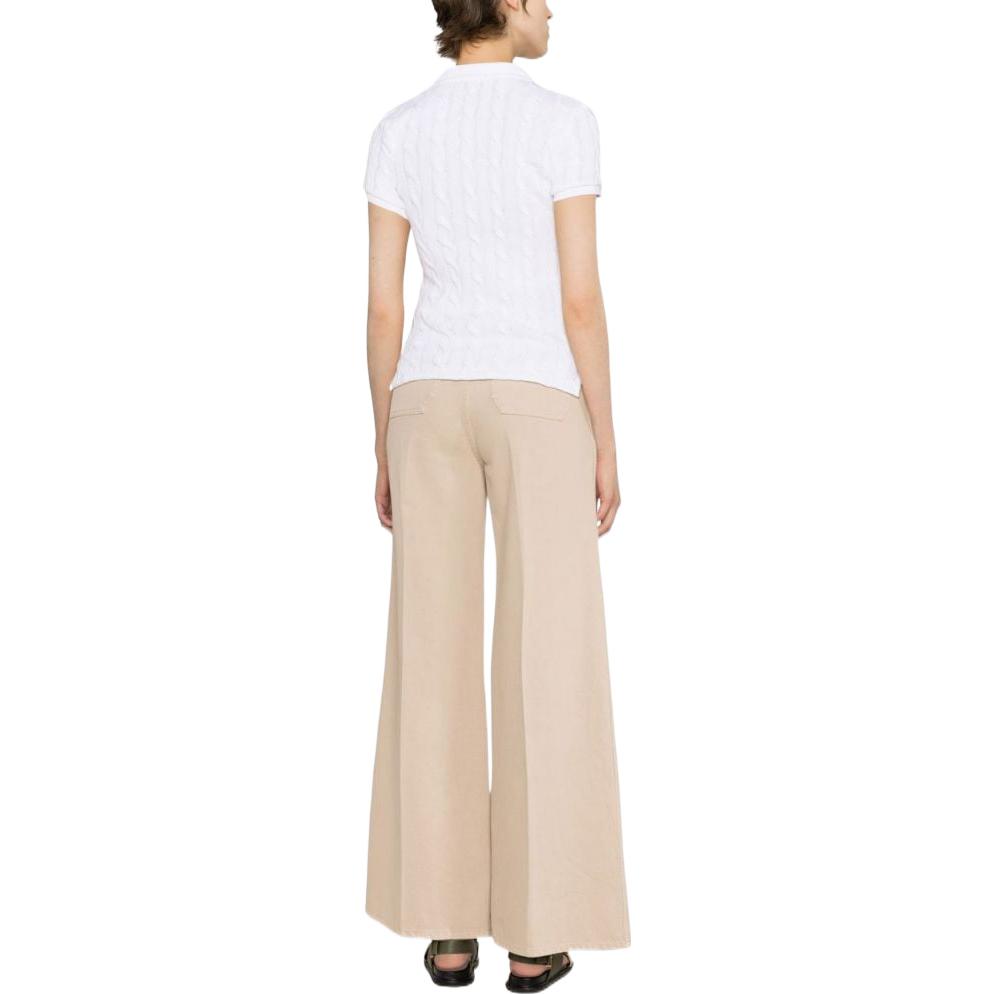 (Women) Polo Ralph Lauren SS23  Logo Textured Print Short Sleeve Polo Shirt White 211891579-001 圖 4