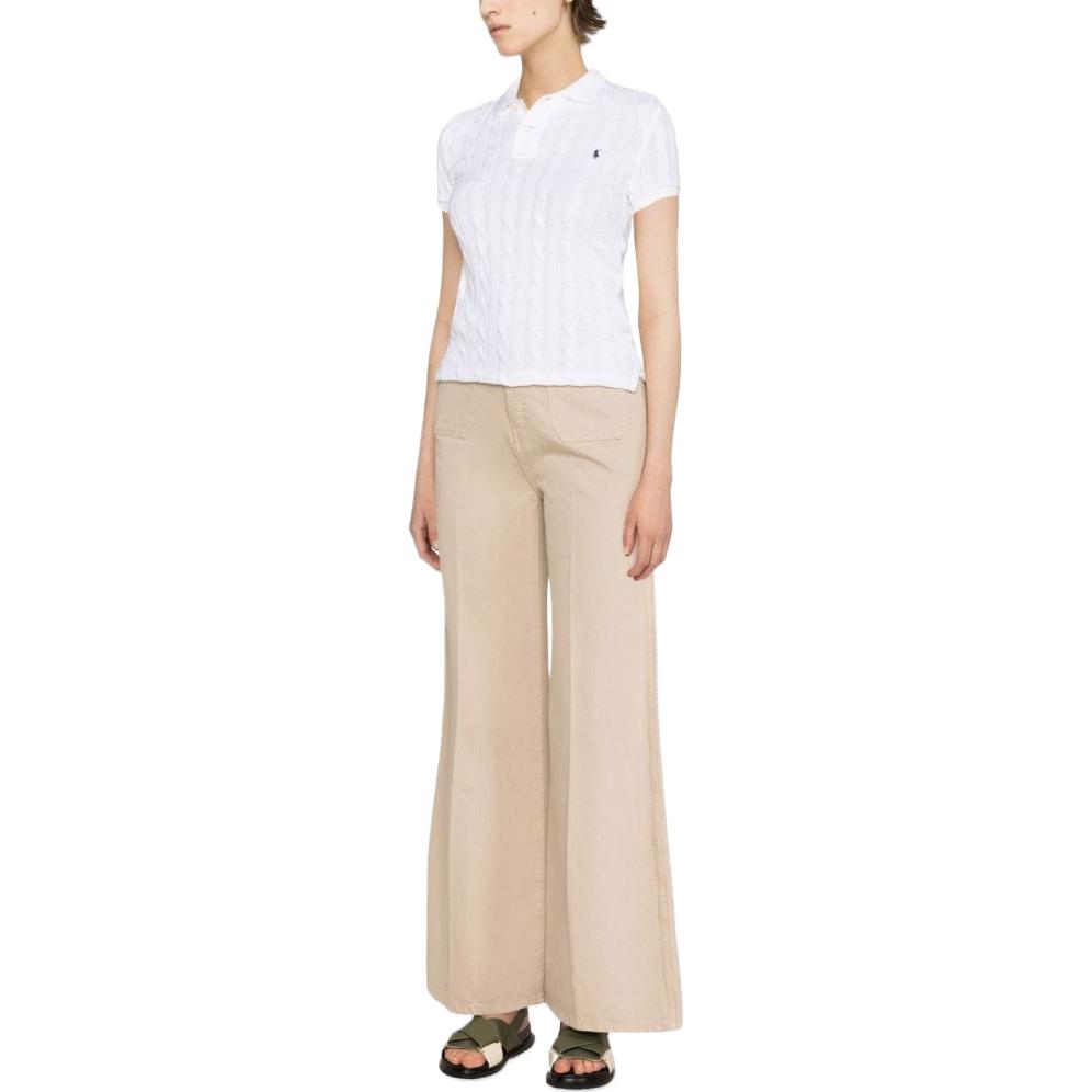 (Women) Polo Ralph Lauren SS23  Logo Textured Print Short Sleeve Polo Shirt White 211891579-001 圖 5