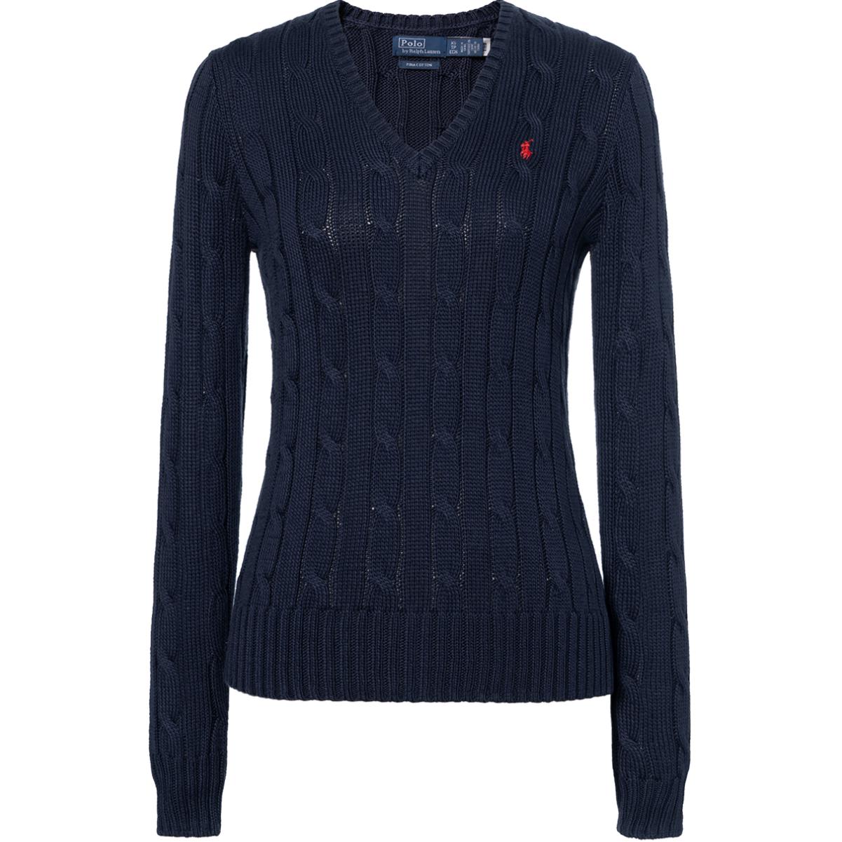 (Women) Polo Ralph Lauren SS23  Navy Logo Knit Crewneck Pullover Sweater. 211891641-002