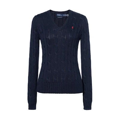 (Women) Polo Ralph Lauren SS23 Navy Logo Knit Crewneck Pullover Sweater. 211891641-002