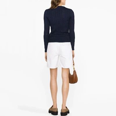 (W) ポロ ラルフ ローレン SS23 ネイビーロゴ ニット クルーネック プルオーバー セーター 211891641-002 Shop (W) ポロ ラルフ ローレン SS23 ネイビーロゴ ニット クルーネック プルオーバー セーター 211891641-002