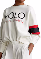 Shop (Women) Polo Ralph Lauren SS23 Oversized Letter Print Sweatshirt White 211877696-001
