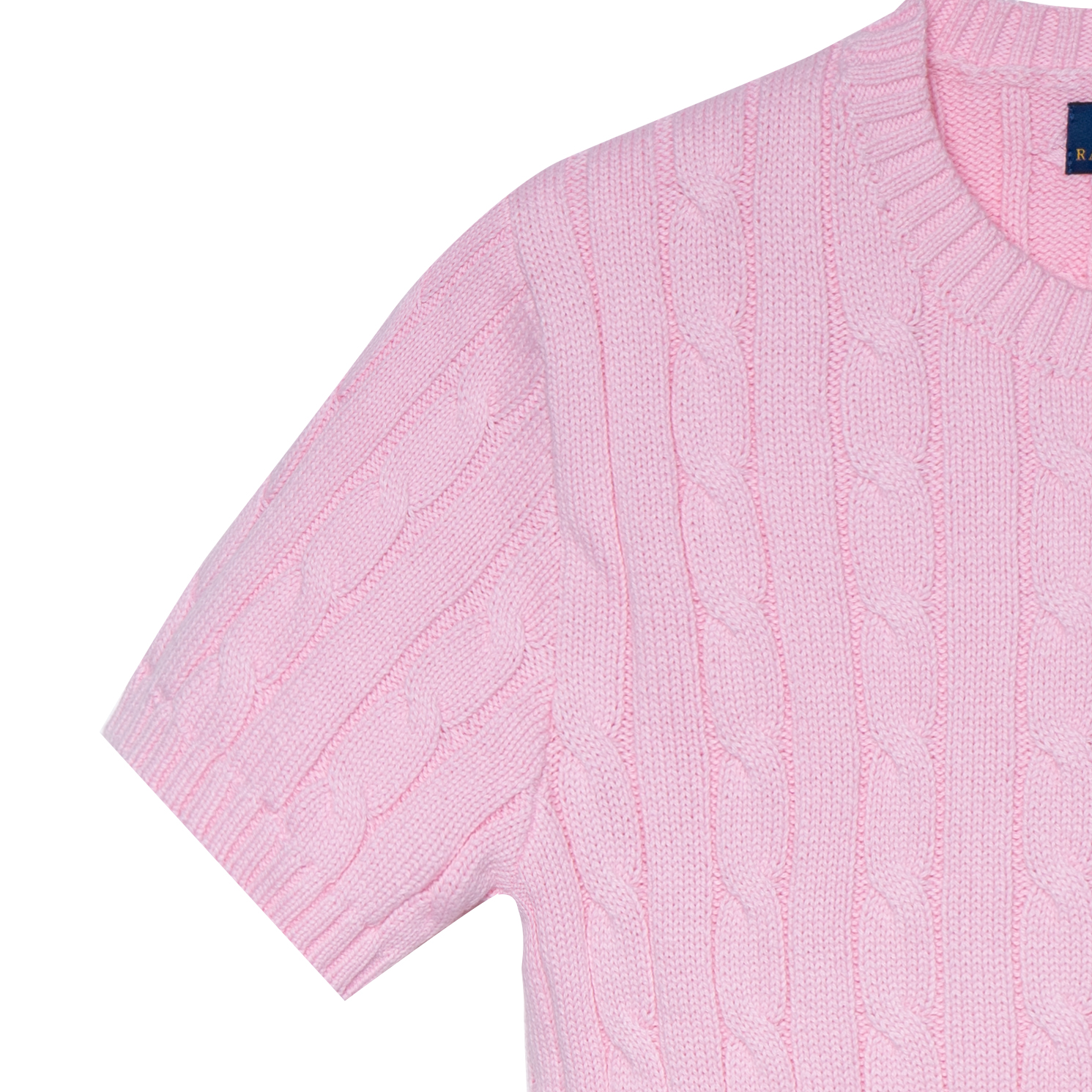 Shop (W) 폴로 랄프 로렌 SS23 핑크 로고 자수 크루넥 니트 티셔츠. 211910987-003