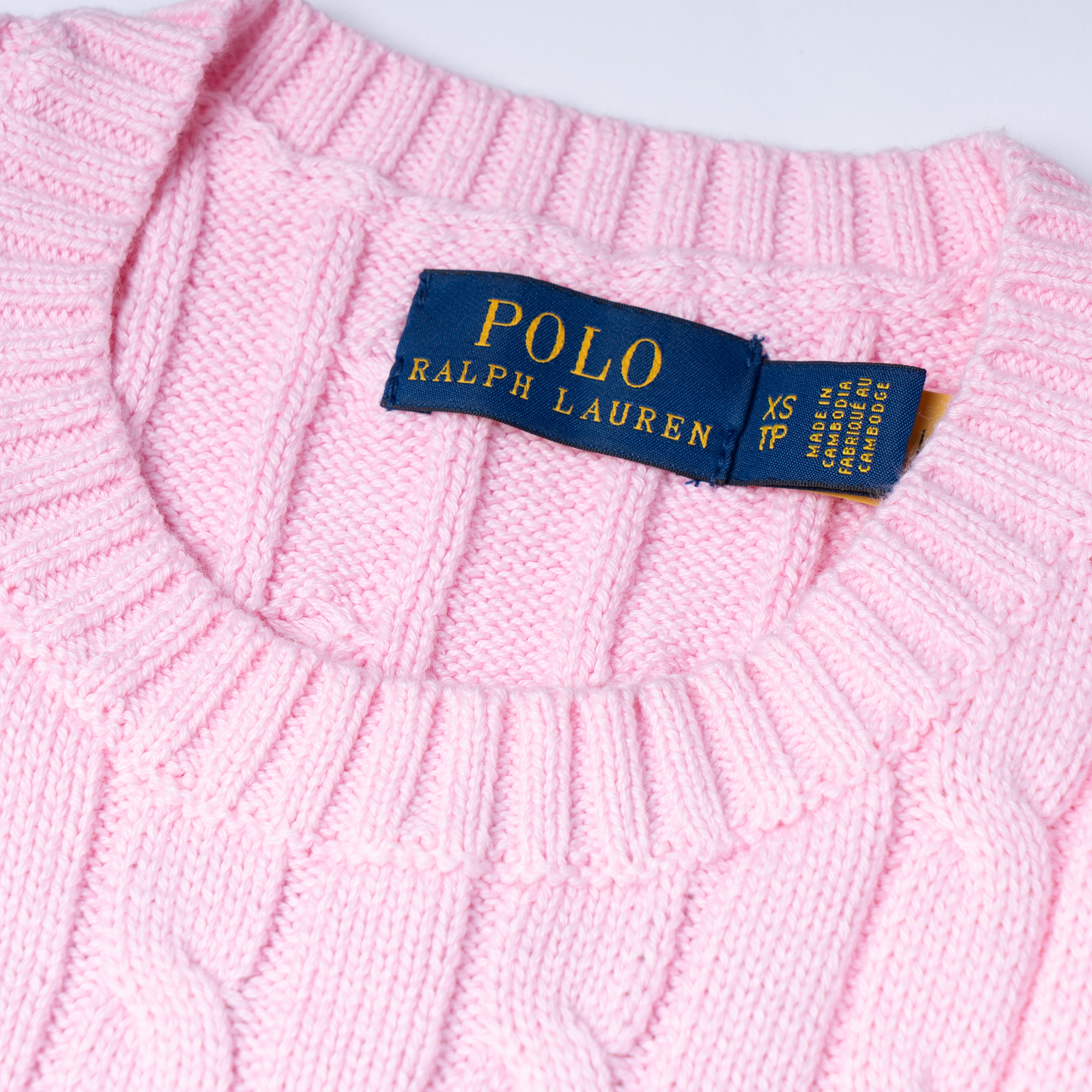 Purchase (W) 폴로 랄프 로렌 SS23 핑크 로고 자수 크루넥 니트 티셔츠. 211910987-003