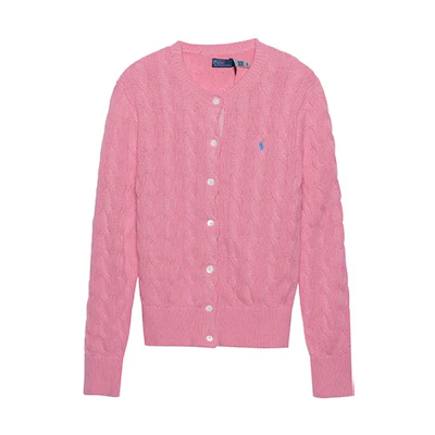 (Women) Polo Ralph Lauren SS23 Pink Ribbed Knit Buttoned Cardigan Sweater. 211-891643-004