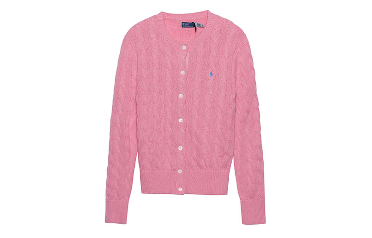 Order (W) ポロラルフローレン SS23 ピンク リブ編みボタンカーディガンセーター. 211-891643-004