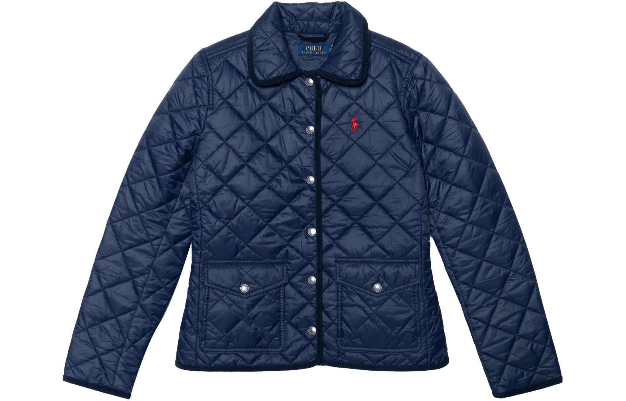 (Women) Polo Ralph Lauren SS23  Quilted Cotton Jacket in Navy with Logo Embroidery. 211839410-002