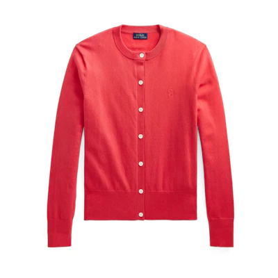 (Women) Polo Ralph Lauren SS23 Red Embroidered Pony Knit Cardigan. WMPOSWENC020327-600