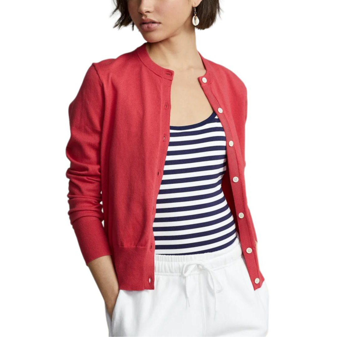 Shop (W) Polo Ralph Lauren SS23 Kardigan Merah Bersulam Pony Knit. WMPOSWENC020327-600