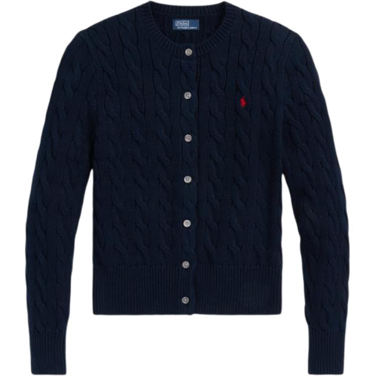 (Women) Polo Ralph Lauren SS23  Solid Logo Embroidered Knit Cardigan Blue. WMPOSWENDW20116-400