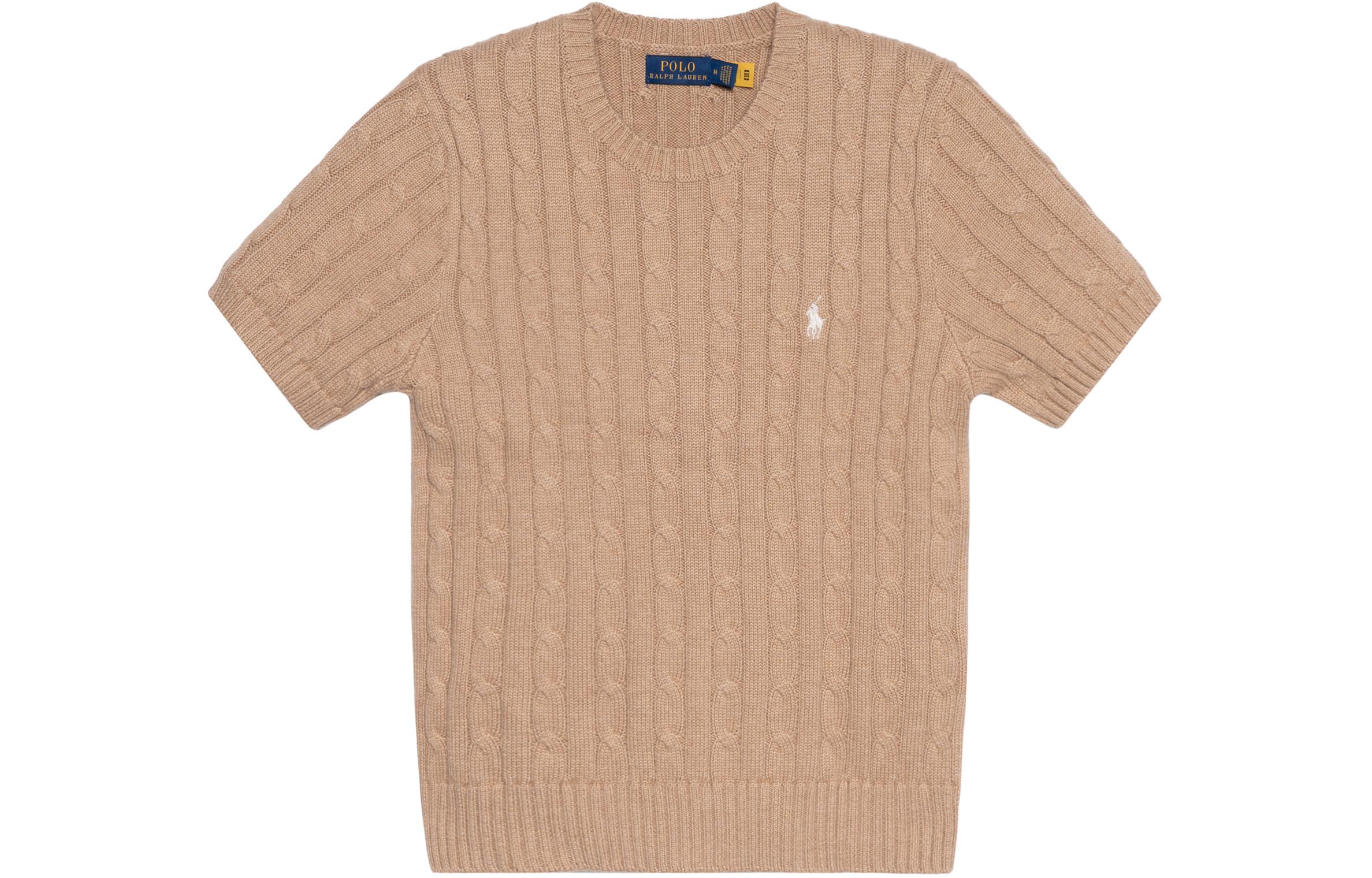 (Women) Polo Ralph Lauren SS23  Solid Logo Embroidered Knit Sweater Khaki. 211881700-001