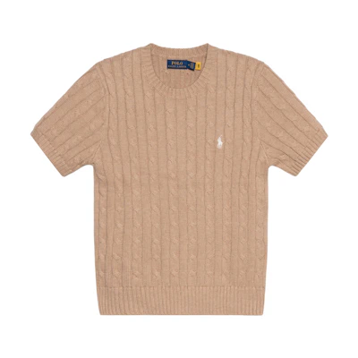 (Women) Polo Ralph Lauren SS23 Solid Logo Embroidered Knit Sweater Khaki. 211881700-001