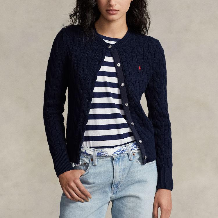 Shop (W) Polo Ralph Lauren SS23 經典刺繡標誌針織開襟毛衣 藍色. WMPOSWENDW20116-400