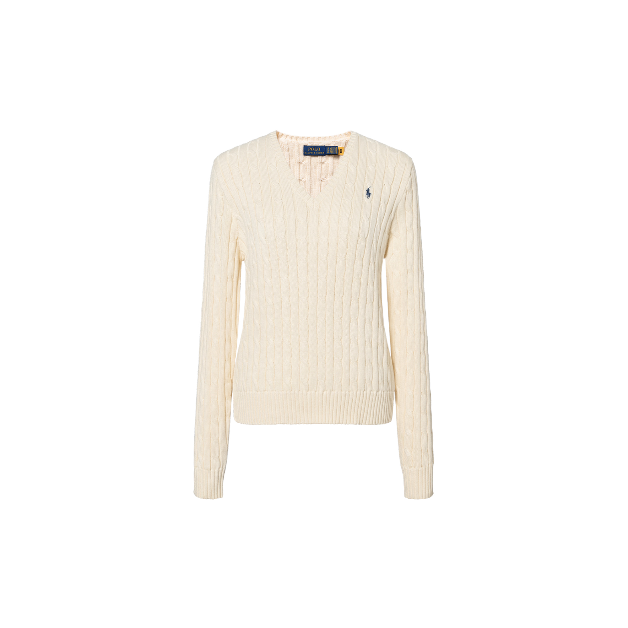 (Women) Polo Ralph Lauren SS23  Solid V-Neck Pullover Sweater Off-White. 211891641-009