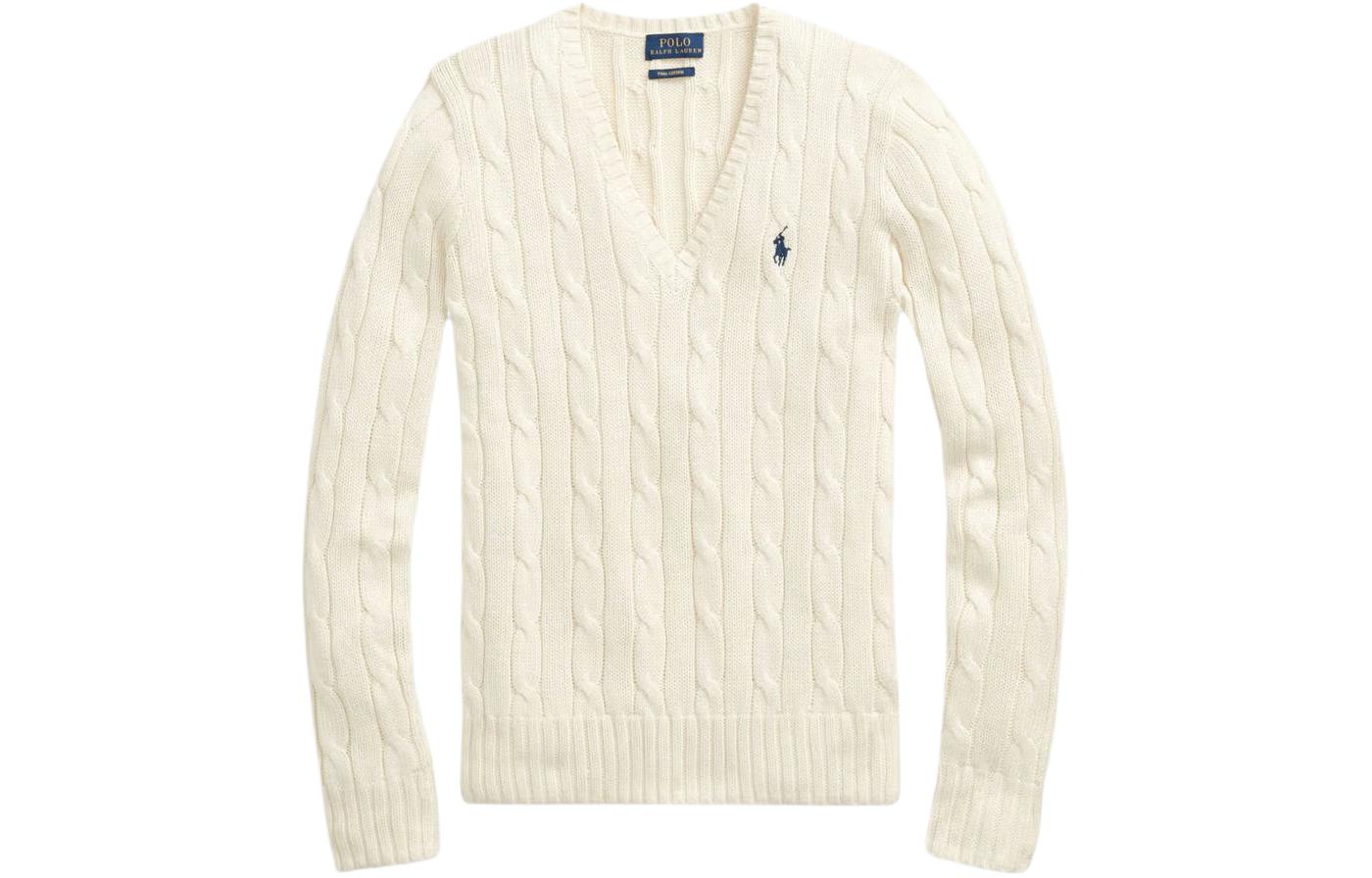 (Women) Polo Ralph Lauren SS23  Solid V-Neck Pullover Sweater Off-White. 211891641-009 圖 2