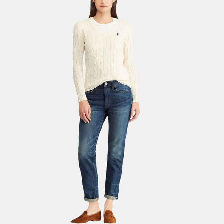 (Women) Polo Ralph Lauren SS23  Solid V-Neck Pullover Sweater Off-White. 211891641-009 圖 3