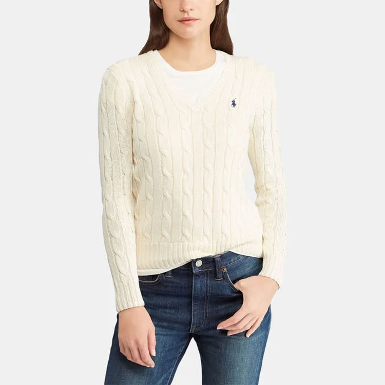 (Women) Polo Ralph Lauren SS23  Solid V-Neck Pullover Sweater Off-White. 211891641-009 圖 4