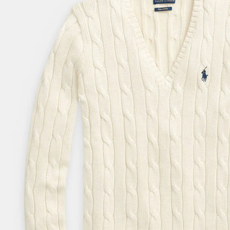 (Women) Polo Ralph Lauren SS23  Solid V-Neck Pullover Sweater Off-White. 211891641-009 圖 6